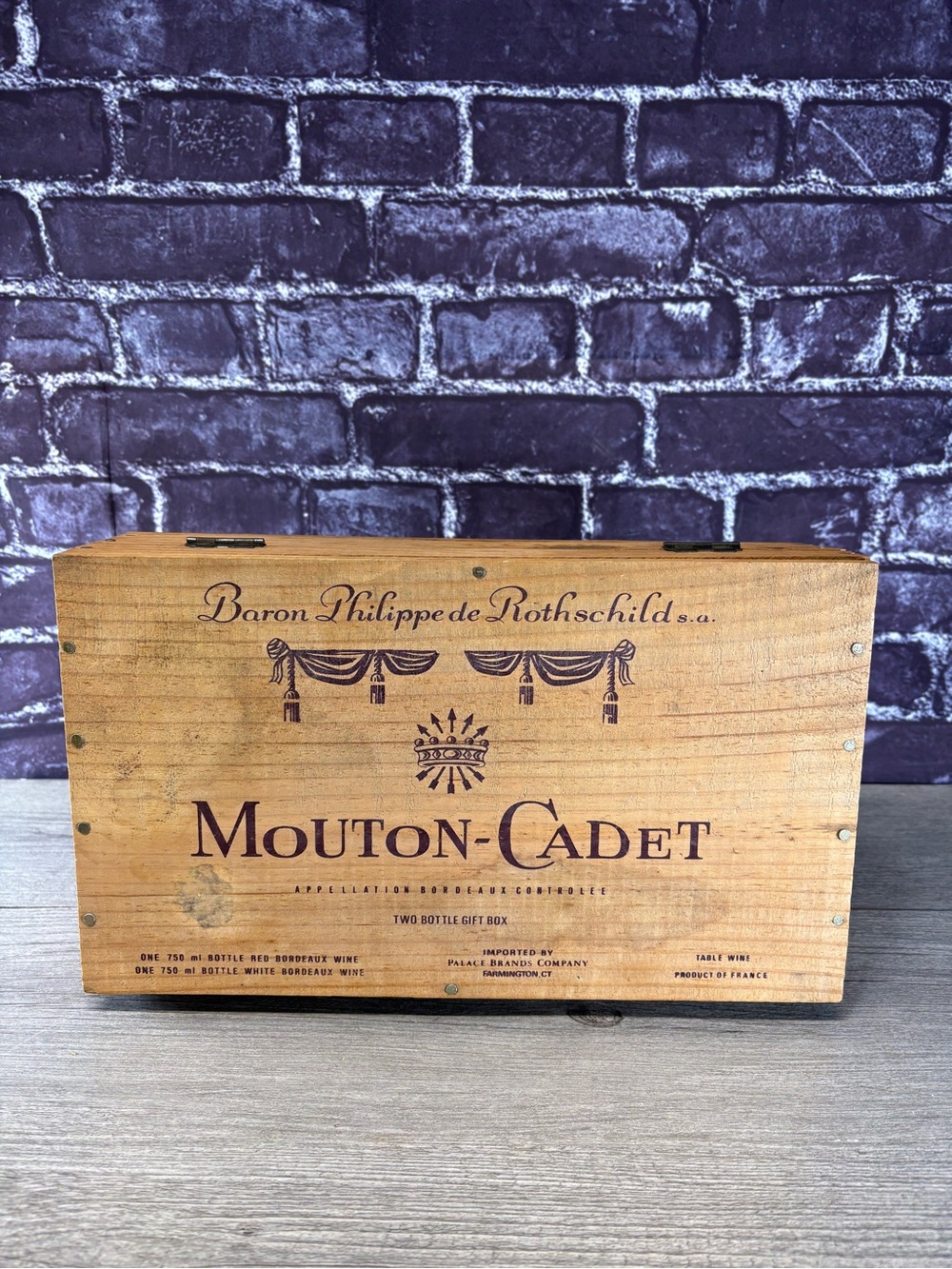 Vintage Baron Philippe de Rothschild Mouton-Cadet Wooden Wine Box